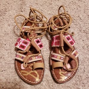 SAM EDELMAN "Gretchen" Pink Gladiator Sandals 7.5